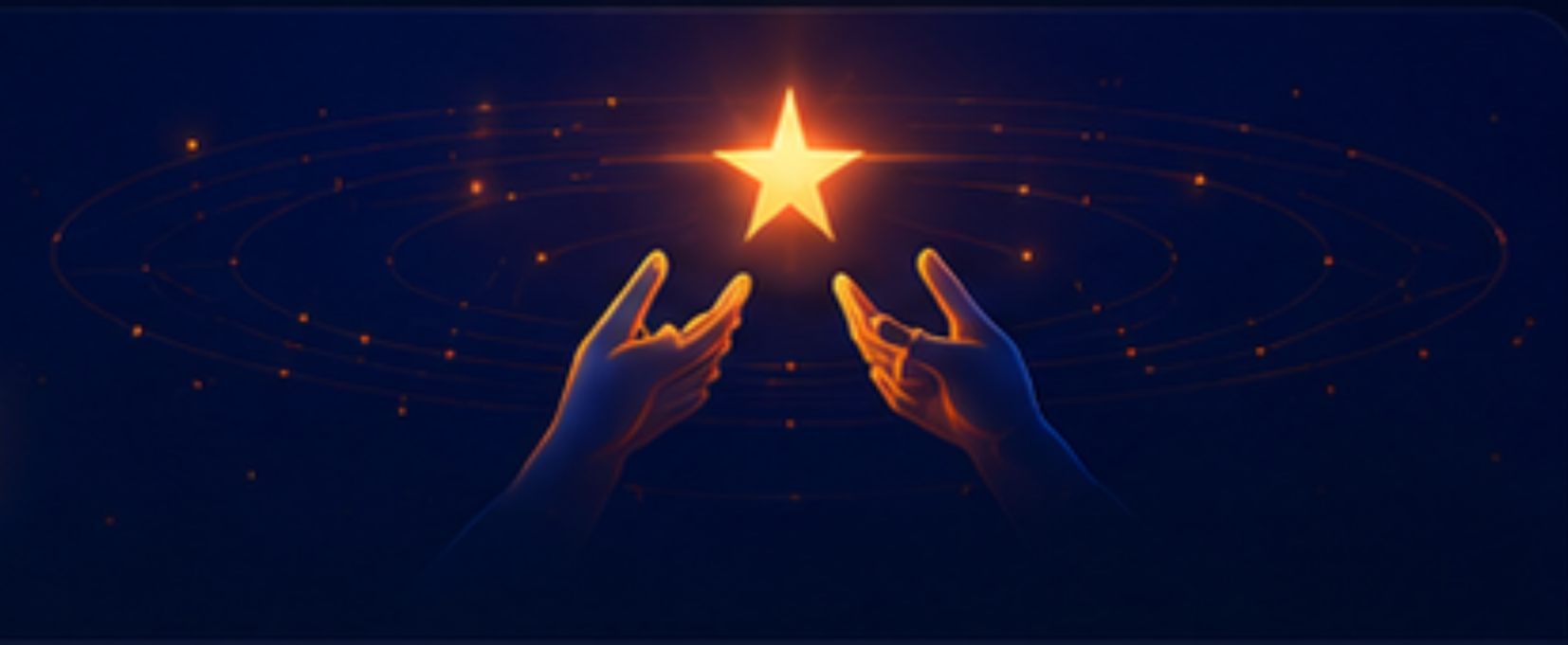 Hands reaching toward a glowing star of hope