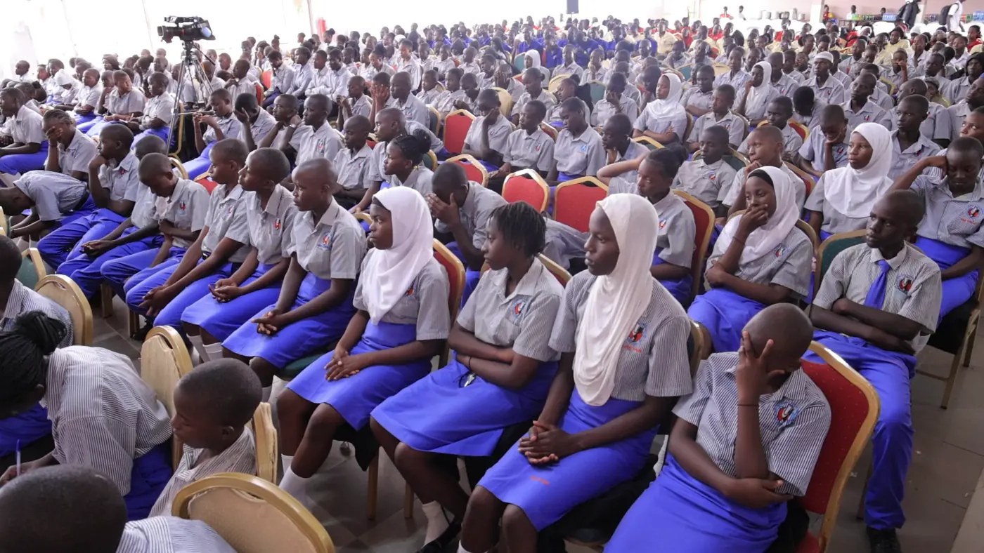 Students attending an education program