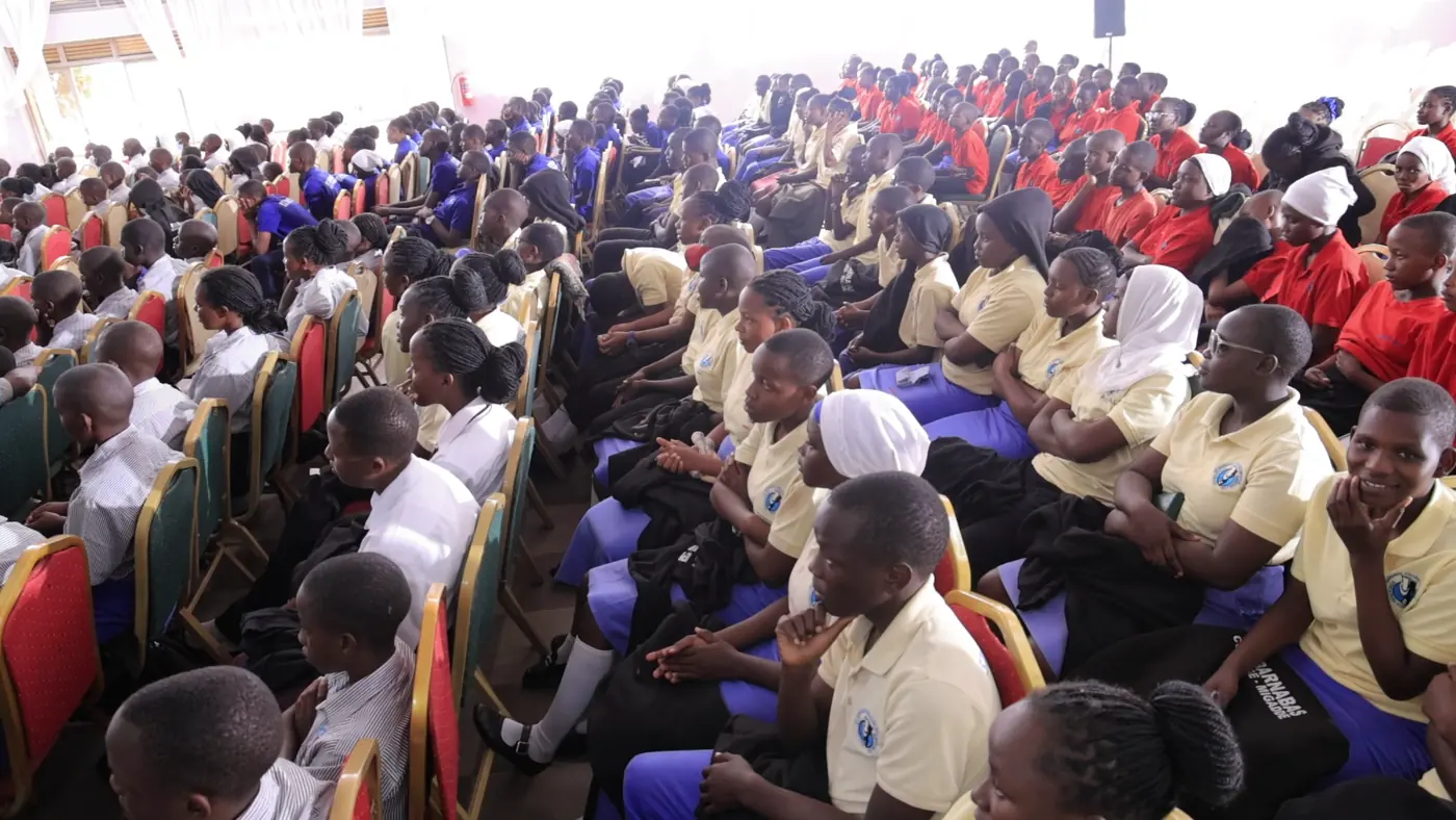 Students attending an education outreach event